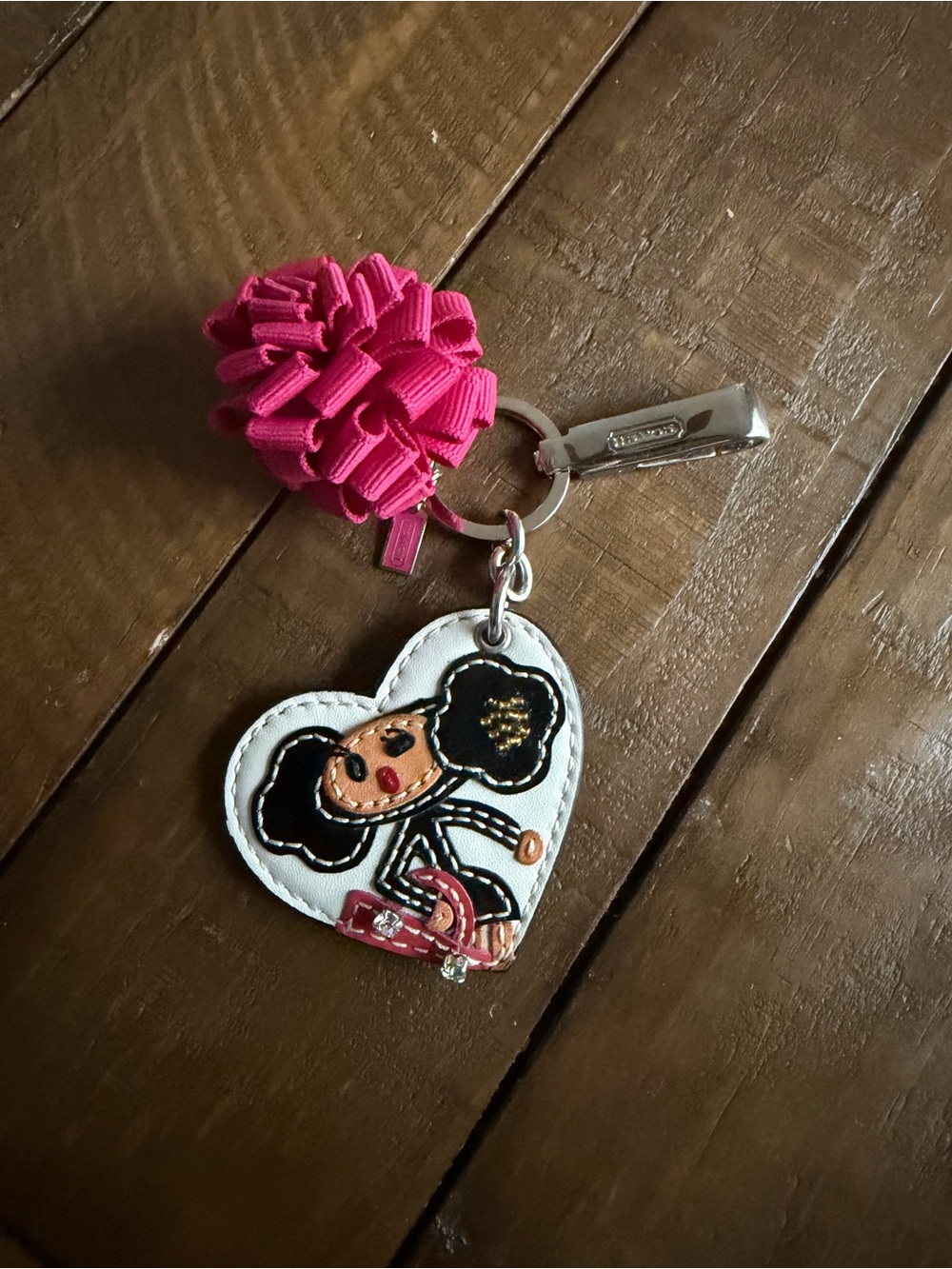 RARE Vintage Coach Poppy Pepper Heart Bag Charm / Key Fob